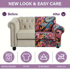 Boho Floral Sofa Slipcover Set with Separate Seat Cushion Covers – Washable Stretch Couch Cover for Armchair Loveseat Sofa, Drawstring Fit, Pet Friendly, 6 Colors