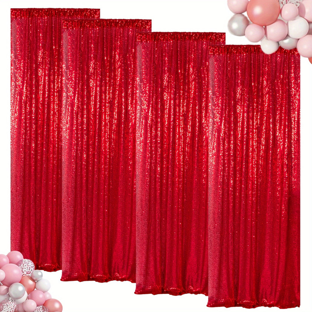Sequin Backdrop Curtains 4 Panels 2FT x 8FT Glitter Party Decorations for Wedding Birthday Photo Booth Stage Background 30+ Colors