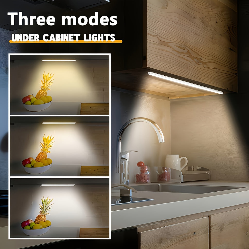 Motion Sensor Cabinet Lights USB Rechargeable Dimmable LED Indoor Lighting – 3 Adjustable Modes for Wardrobe, Kitchen, Bedroom & Office – 3 or 6 Pack