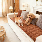 Fluffy Pet Sofa Cover Anti-Slip Universal Couch Pad – Thickened Plush Bohemian Couch Protector Machine Washable, 3 Sizes, Living Room Bedroom Office
