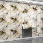3D Marble Peel and Stick Wall Tile Stickers – Self-Adhesive Removable Glossy Glitter Backsplash Decals for Kitchen, Bathroom, Living Room & Bedroom Wall Makeover