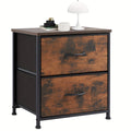 Nightstand with 2 Drawers & Removable Fabric Bins - Small Bedside Dresser for Bedroom, Dorm, Entryway & Small Spaces, 1pc or 2pcs Set, 4 Colors