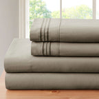 Bamboo Sheet Set 4-Piece 1800 Thread Count Deep Pocket – Soft Breathable Embroidered Bed Sheets Twin Full King, Wrinkle & Fade Resistant Microfiber Bedding Set