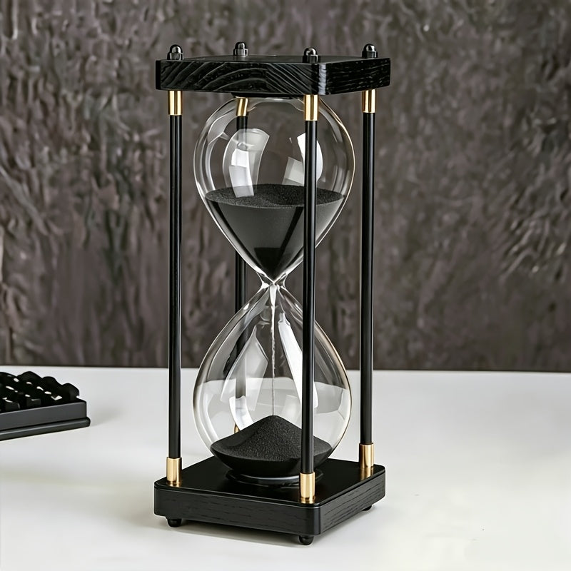 Decorative Hourglass Timer 60 Minute with Wooden Frame - Large Sand Timer for Kitchen Cooking, Home Office Bedroom Decor, Unique Gift for Birthday, Valentine's Day & Holidays