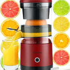 Rechargeable Electric Citrus Juicer USB-C – 45W Portable Juicer Machine for Orange, Lemon & Lime | BPA-Free | Includes Cleaning Brush | Black & Red
