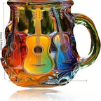 Guitar Painted Coffee Mug - Musical Art Design Cup, Creative Craftware Ornament, Hand Painted Guitar Pattern Drinkware for Music Lovers, Unique Gift, Home Decor Accent