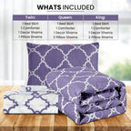 5-Piece Comforter Set – Reversible Quilted Down Alternative Bedding Set with Pillow Shams, Bed Skirt & Cushion | All Season | Twin, Queen, King