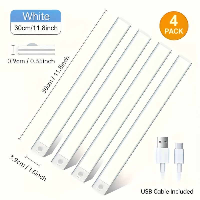 LED Motion Sensor Under Cabinet Lights USB-C Rechargeable - 3 Color Temperatures, Adjustable Brightness, Magnetic Stick-On, for Kitchen Cabinet Closet Wardrobe Stairs | Nuvia Haven
