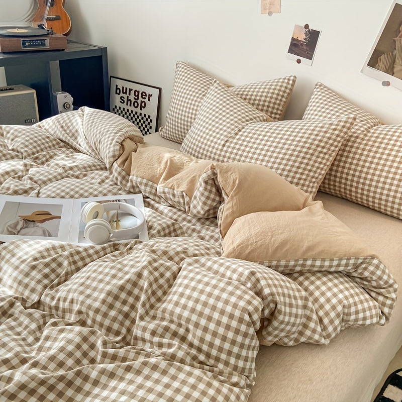Plaid Print Duvet Cover Set 2-3 Piece with Pillowcases No Insert Minimalist Soft Comfortable Bedding - Twin Twin XL Full Queen King Bedroom Guest Room