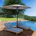 Large Patio Umbrella 9ft / 10ft, Outdoor Market Umbrella with Manual Crank & Tilt, Metal Frame, Polyester Canopy, Table or Freestanding Use, 5 Colors — Beige, Red, Dark Blue, Light Blue, Dark Green