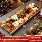 Extra Large Acacia Wood Charcuterie Board 36x12 Inch with Handles and 2 Stands - 3ft Rectangular Cheese and Meat Serving Platter for Party Entertaining - Oversized Grazing Board Gift
