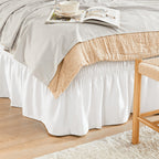 Elastic Wrap Around Bed Skirt No-Lift, 15 Inch Drop Microfiber Dust Ruffle, 30 Fade-Resistant Colors, Machine Washable, Twin Full Queen King Size