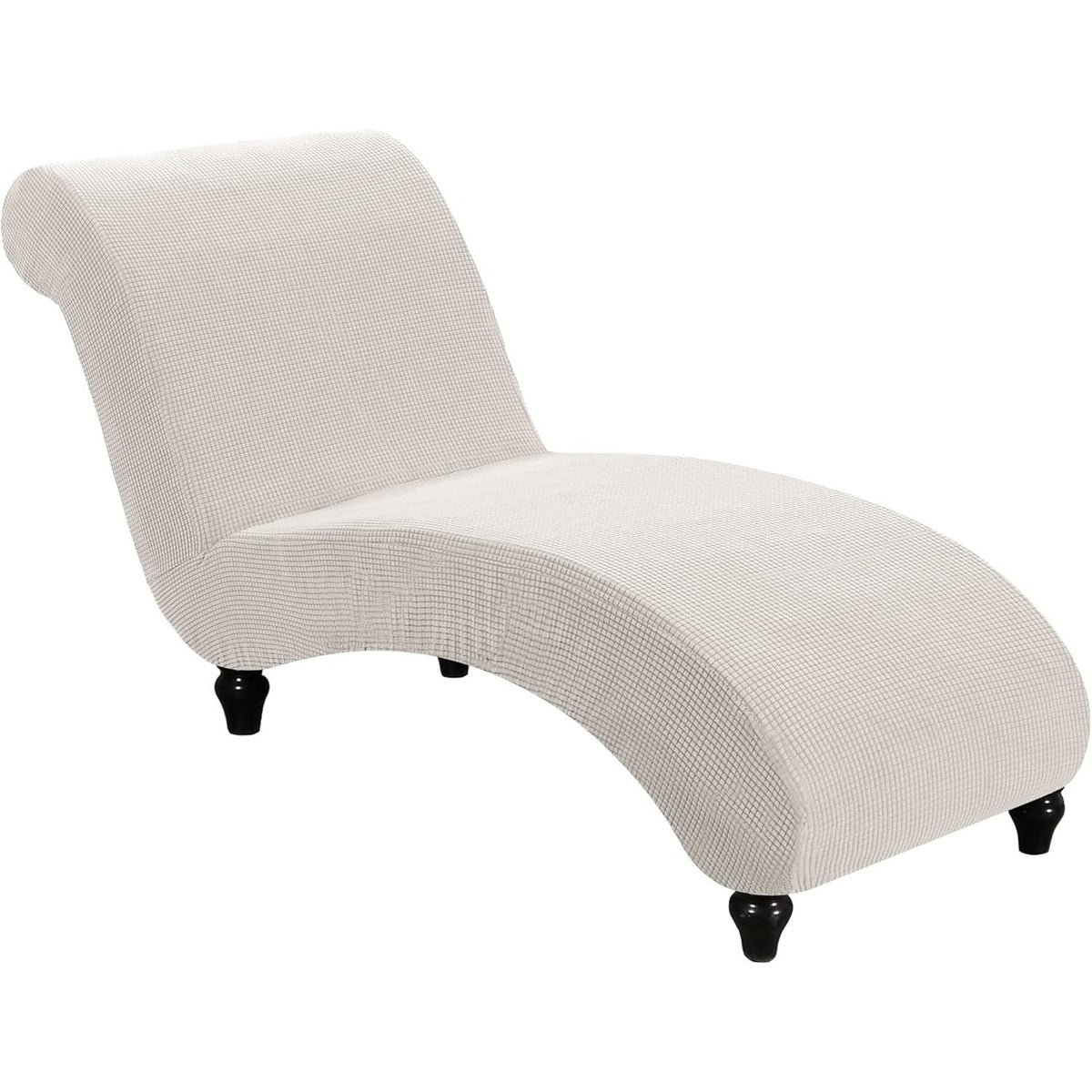 Chaise Lounge Cover Stretch Slipcover – Jacquard Lattice Fabric, Soft Machine Washable Chair Cover with No or Double Armrests for Living Room Bedroom, 11 Colors