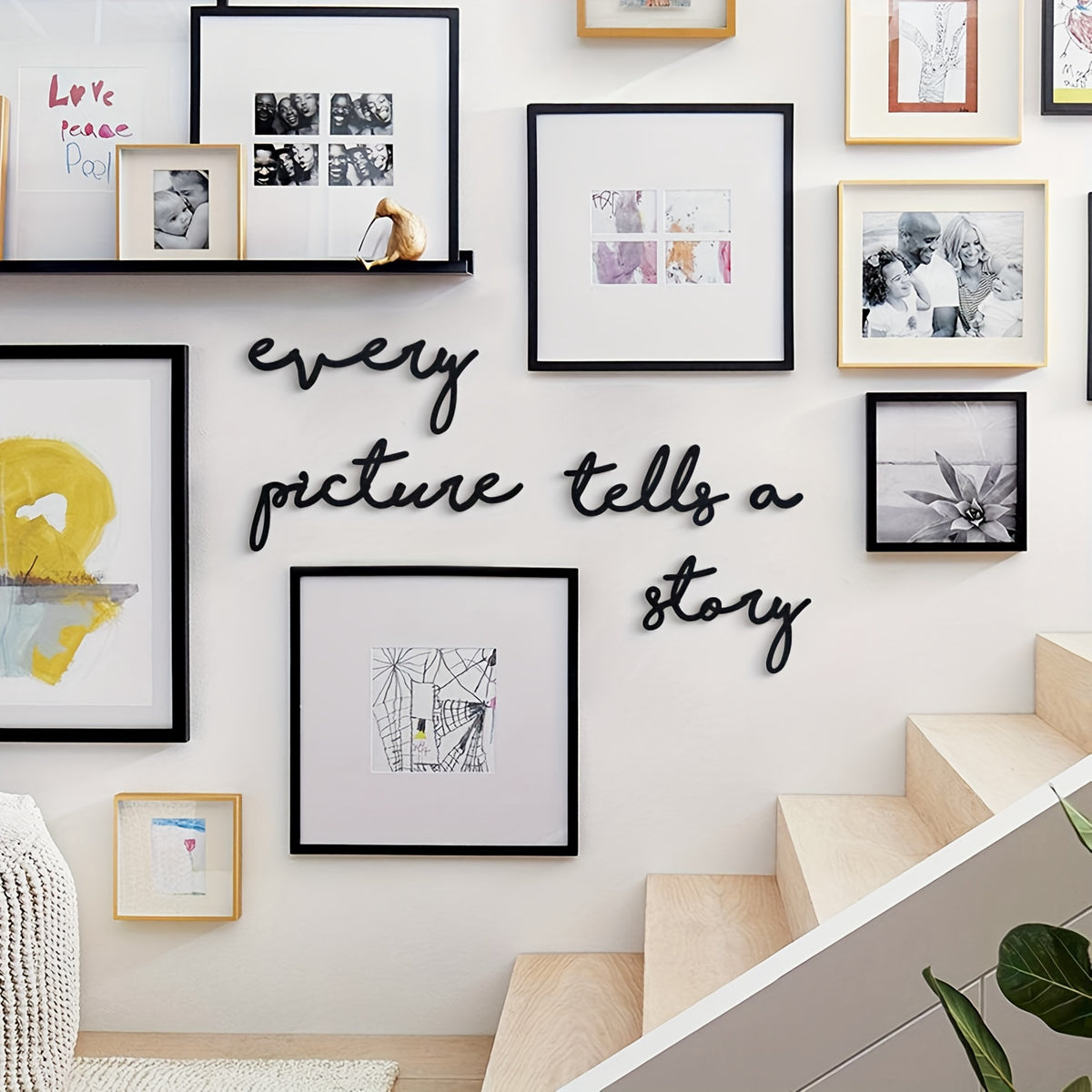 Metal Wall Art "Every Picture Tells a Story" – Contemporary Vertical Rectangular Minimalist Panel, Elegant Wall-Mounted Home Decor, Anniversary & Housewarming Gift