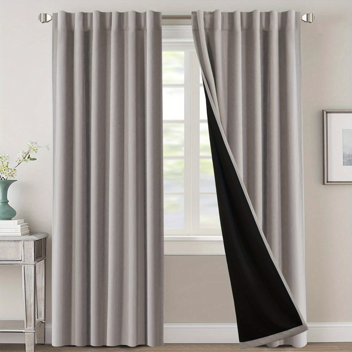 Blackout Curtains 2 Panels 100% Room Darkening 96 Inch Long – Triple Weave Thermal Insulated Back Tab & Rod Pocket Window Drapes for Bedroom & Living Room