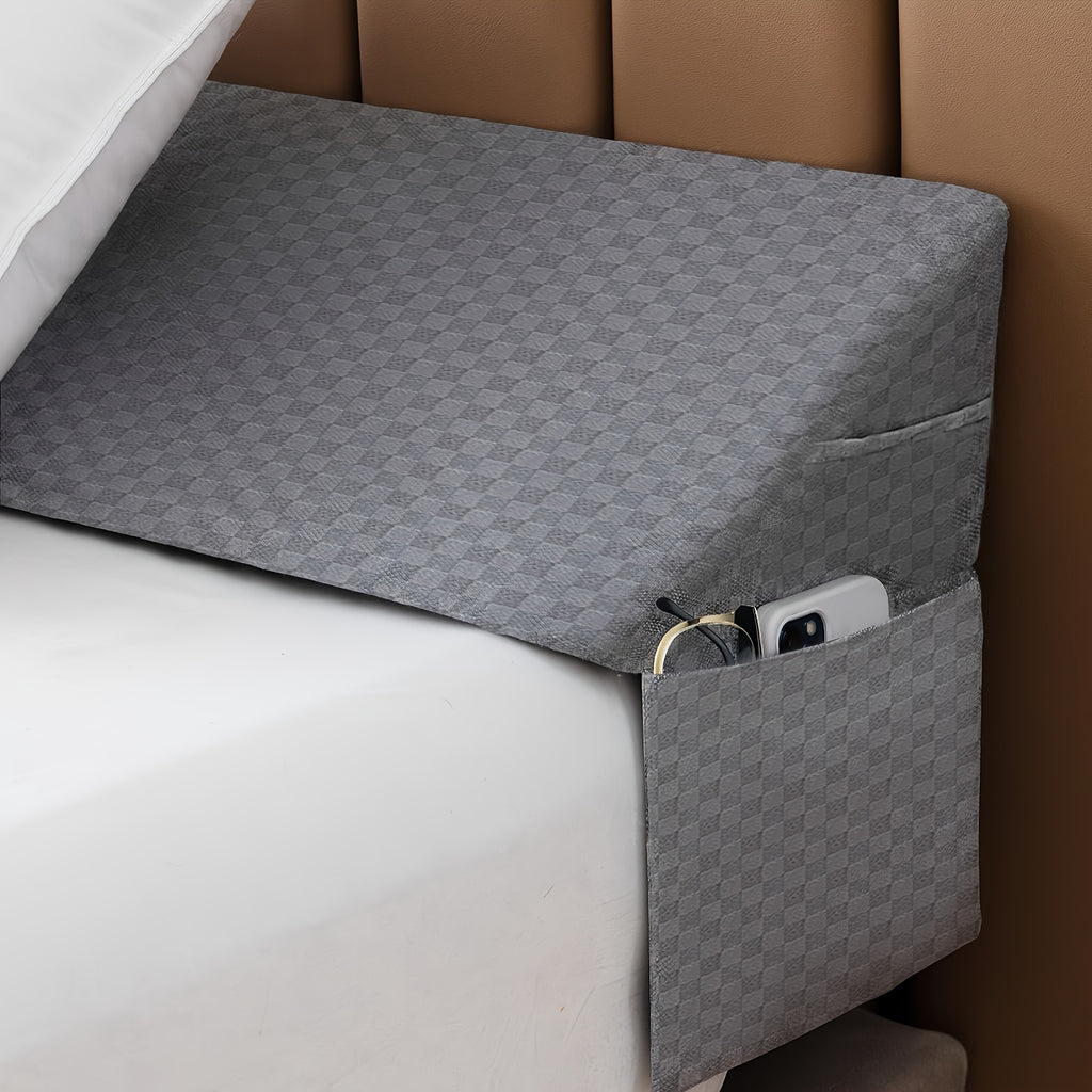 Bed Wedge Pillow & Headboard Gap Filler – Triangle Pillow Wedge for Sleeping, Reading & Resting | Twin, Full, Queen & King | Grey & White