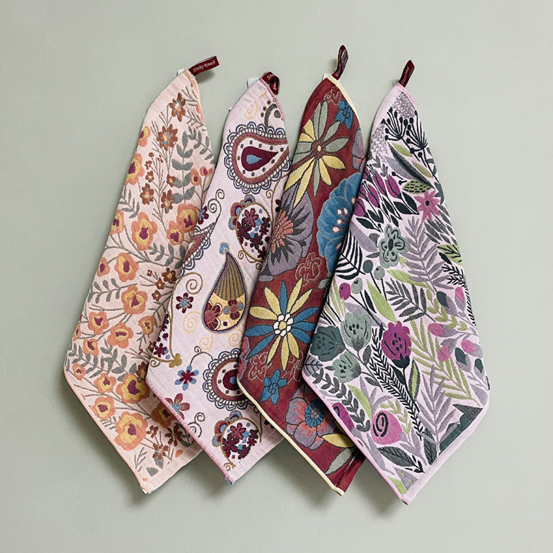 Cotton Floral Towels 2-Pack 14x16 Inch – Soft Absorbent Face & Hand Towels for Home, Hotel, Spa, Salon & Bathroom