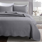 Microfiber Quilt Bedspread Set All Season Lightweight – Soft Breathable Quilted Coverlet Twin Full Queen King 16 Colors Machine Washable
