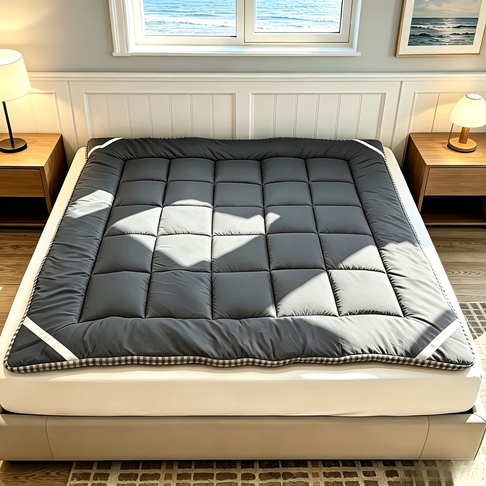 Japanese Plush Roll-Up Mattress Topper | Quilted Fitted Mattress Pad Cover, Breathable Folding Sleeping Pad, Machine Washable Mattress Protector – Twin Full Queen King