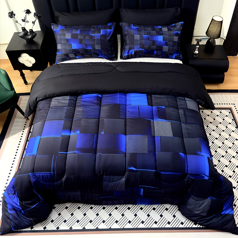 180GSM Digital Print Comforter Set 3-Piece Queen King Twin Full – Thick Quilt with 2 Pillowcases, All-Season Soft Breathable Bedding Set for Bedroom & Dormitory