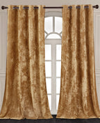 Luxury Distressed Crushed Velvet Curtains - 4-Piece Set (2 Panels + 2 Tiebacks), Grommet Top, Room Darkening | 10 Colors, 3 Sizes