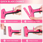Razor Scraper Tool Set 3-in-1 with 40 Blades – Heavy-Duty Stainless Steel Multi-Surface Scraper for Stickers, Adhesive, Caulk & Glass