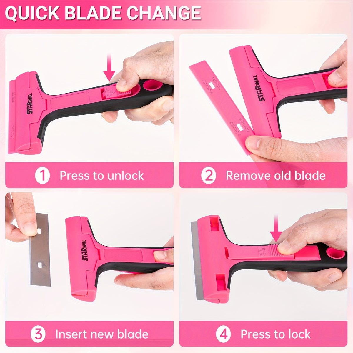 Razor Scraper Tool Set 3-in-1 with 40 Blades – Heavy-Duty Stainless Steel Multi-Surface Scraper for Stickers, Adhesive, Caulk & Glass