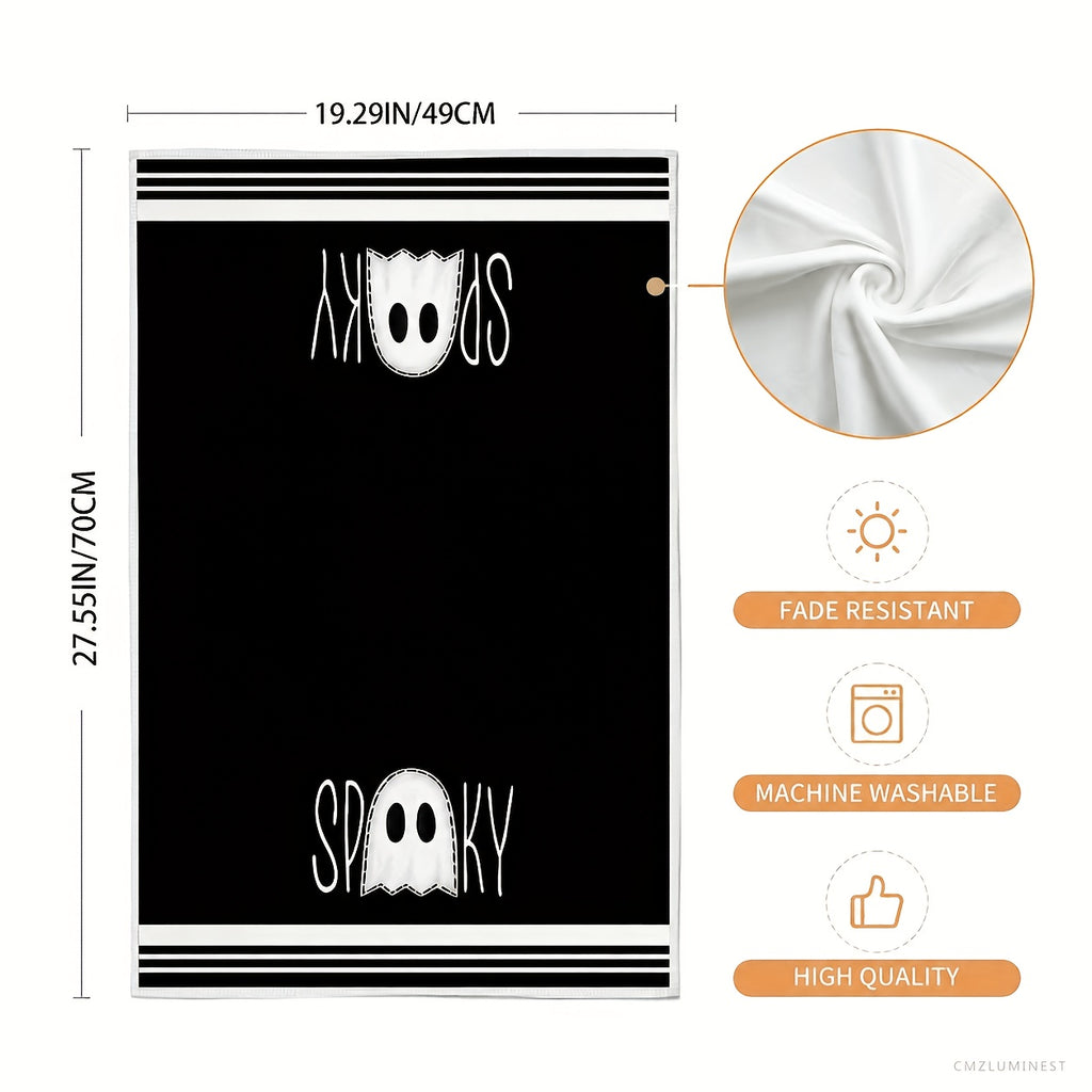 Halloween Hand Towels Set of 2 - 18x26 Inch Soft Polyester Kitchen and Bathroom Towels with Spooky Halloween Designs - Decorative Hand Drying Towels for Halloween Decor and Gifting
