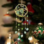 Bohemian Crystal Wall Hanging Decoration – Handmade Stone Beads, Colorful Gemstones, Heart & Circular Crystal Pendant Wind Chime – Boho Wall Decor Gift for Christmas, Mother’s Day & Thanksgiving