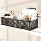 Door Back Hanging Mesh Basket Black Metal Storage Rack – Woven Mesh Iron Frame Over-Door Space-Saving Organizer for Dormitory, Bedroom & Wardrobe, Multi-Functional Shelf Basket