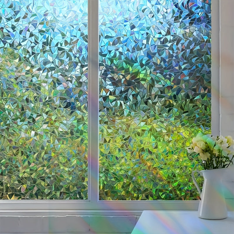 Rainbow Privacy Window Film Static Cling No Glue - Decorative UV Blocking Sun Film, 60% Privacy, Rainbow Light Effect for Home Bathroom Office, 7 Sizes