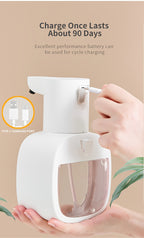 Automatic Foam Soap Dispenser Touchless USB Rechargeable - Wall-Mountable Hands-Free Soap Pump with Adjustable Foam Output for Bathroom, Kitchen & Pet Bathing, Works with Liquid Soap, Body Wash & Dish Detergent - White & Black