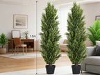 Artificial Pine Tree Set of 2 – Faux Greenery Shaped Christmas Trees for Indoor & Outdoor, Courtyard, Front Door & Holiday Decor