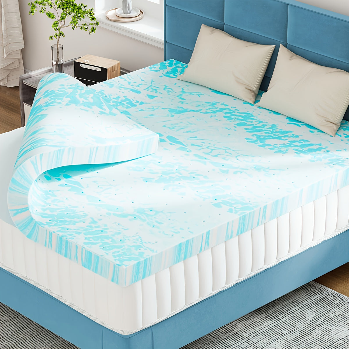 Memory Foam Mattress Topper CertiPUR-US Certified | Cooling Gel | 2" 3" 4" Thick | Standard & 5-Zone | Twin Full Queen King Cal-King