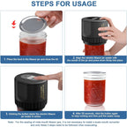 Electric Vacuum Mason Jar Sealing Kit with Lids for Wide Mouth & Regular Mouth Jars Food Preservation Vacuum Sealer