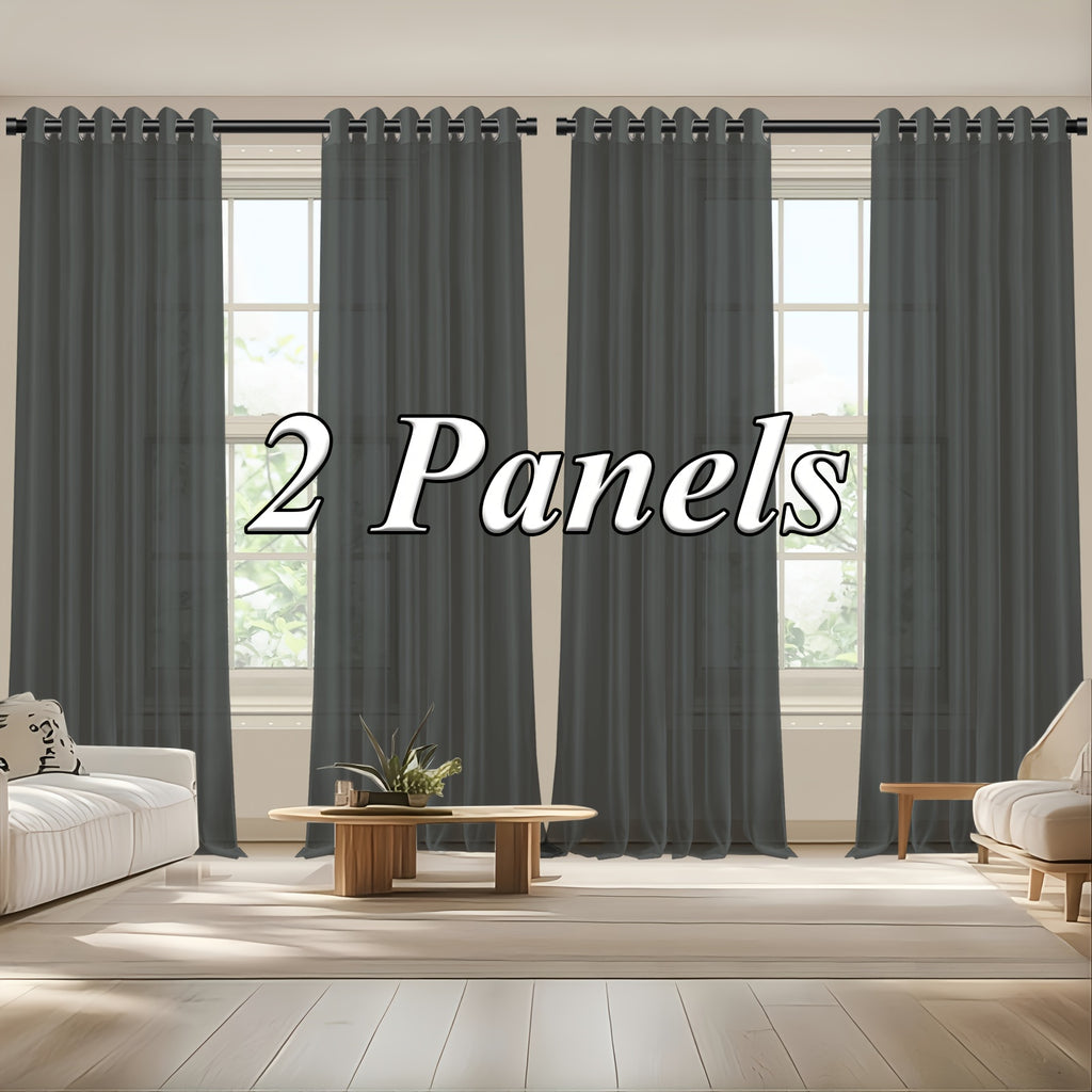 Sheer Curtains Semi Transparent Panels with Top Loop Pleated Header for Bedroom Living Room – Set of 2 or 4, 70-80G Lightweight Fabric, Multiple Sizes & Colors