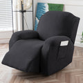 Jacquard Leaf Recliner Chair Cover 4-Piece Stretch Slipcover with Storage Pocket | Furniture Protector for Living Room Recliner, 6 Colors — Dark Gray Beige Wine Red Light Grey Chocolate Light Blue