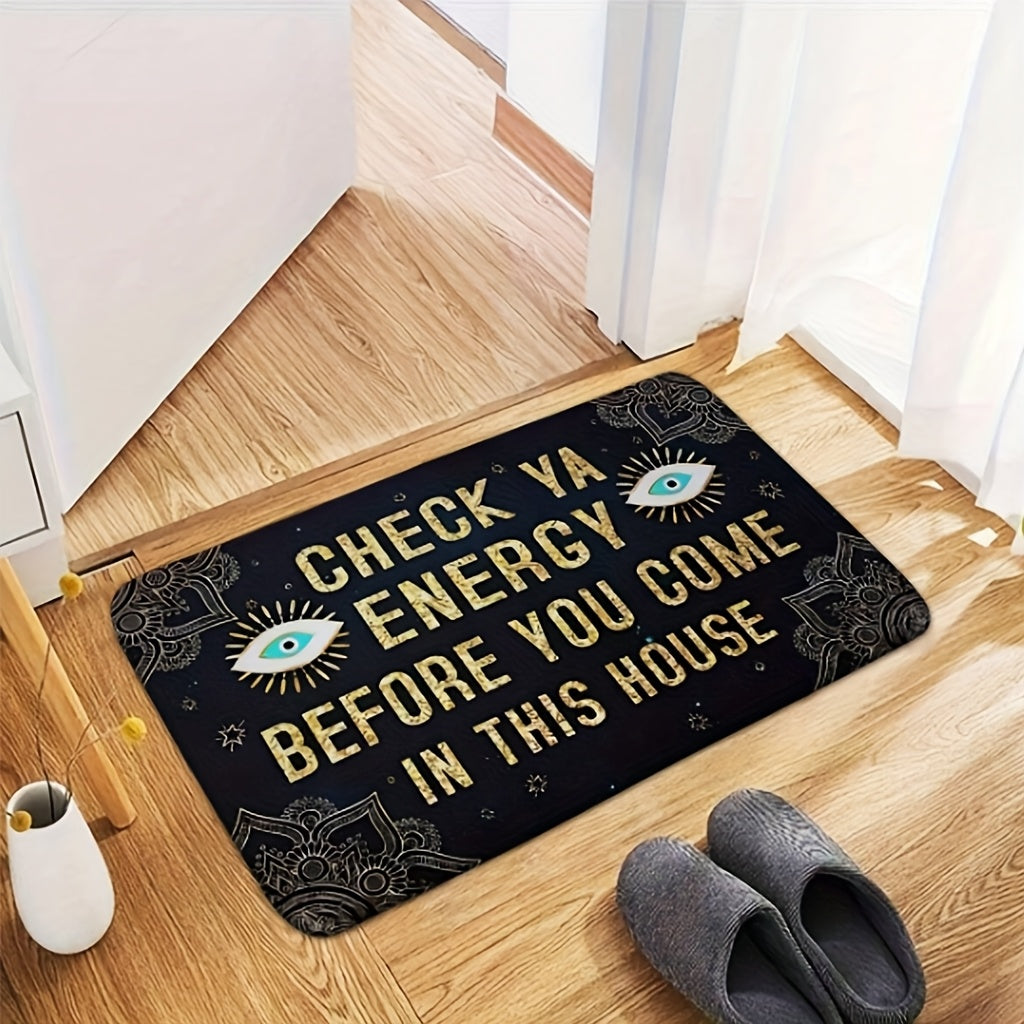 Check Ya Energy Doormat Quick Dry Anti-Slip Funny Welcome Mat for Entryway Indoor Bedroom Rug 2 Sizes