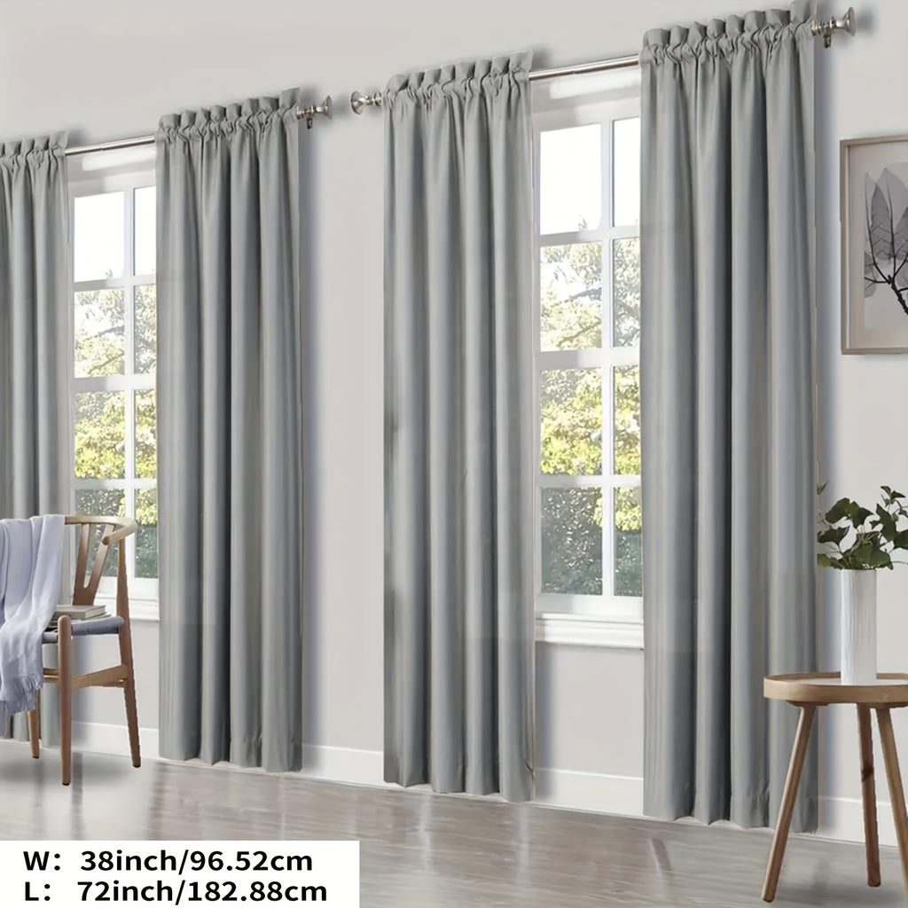 100% Blackout Curtains Rod Pocket 4 Panels - Thermal Insulated Energy Saving Drapes for Bedroom Living Room, 38" & 52" Wide 54"–108" Long, 7 Colors