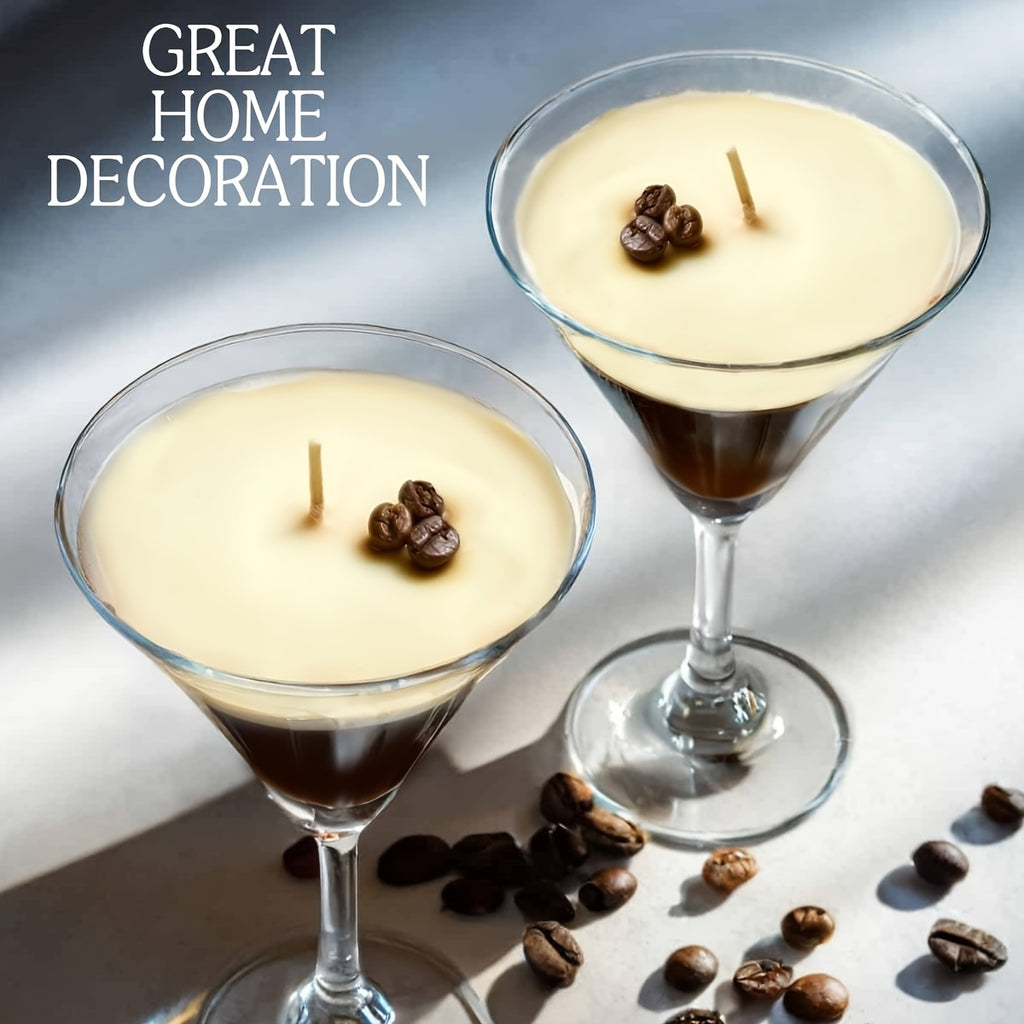 Coffee Martini Scented Candle with Coffee Bean Embellishment – Caramel Fragrance, 12+ Hour Burn, Gift for Her