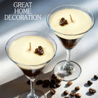 Coffee Martini Scented Candle with Coffee Bean Embellishment – Caramel Fragrance, 12+ Hour Burn, Gift for Her