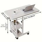 Rolling Laptop Desk Movable Adjustable Height 360 Degree Rotating Wheels Bedside Computer Desk for Bedroom Living Room Dormitory Multifunctional Student Writing Desk Multiple Colors