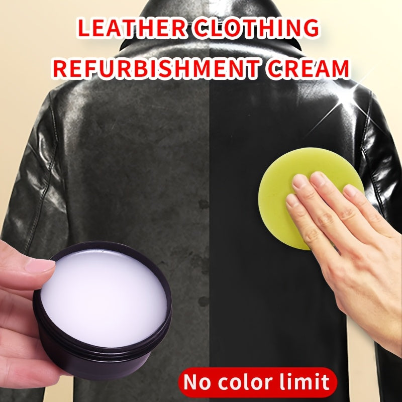 Leather Conditioner & Polishing Wax Kit 58g - Colorless Universal Leather Care Cream for Shoes, Bags, Furniture & Faux Leather with Sponge Applicator