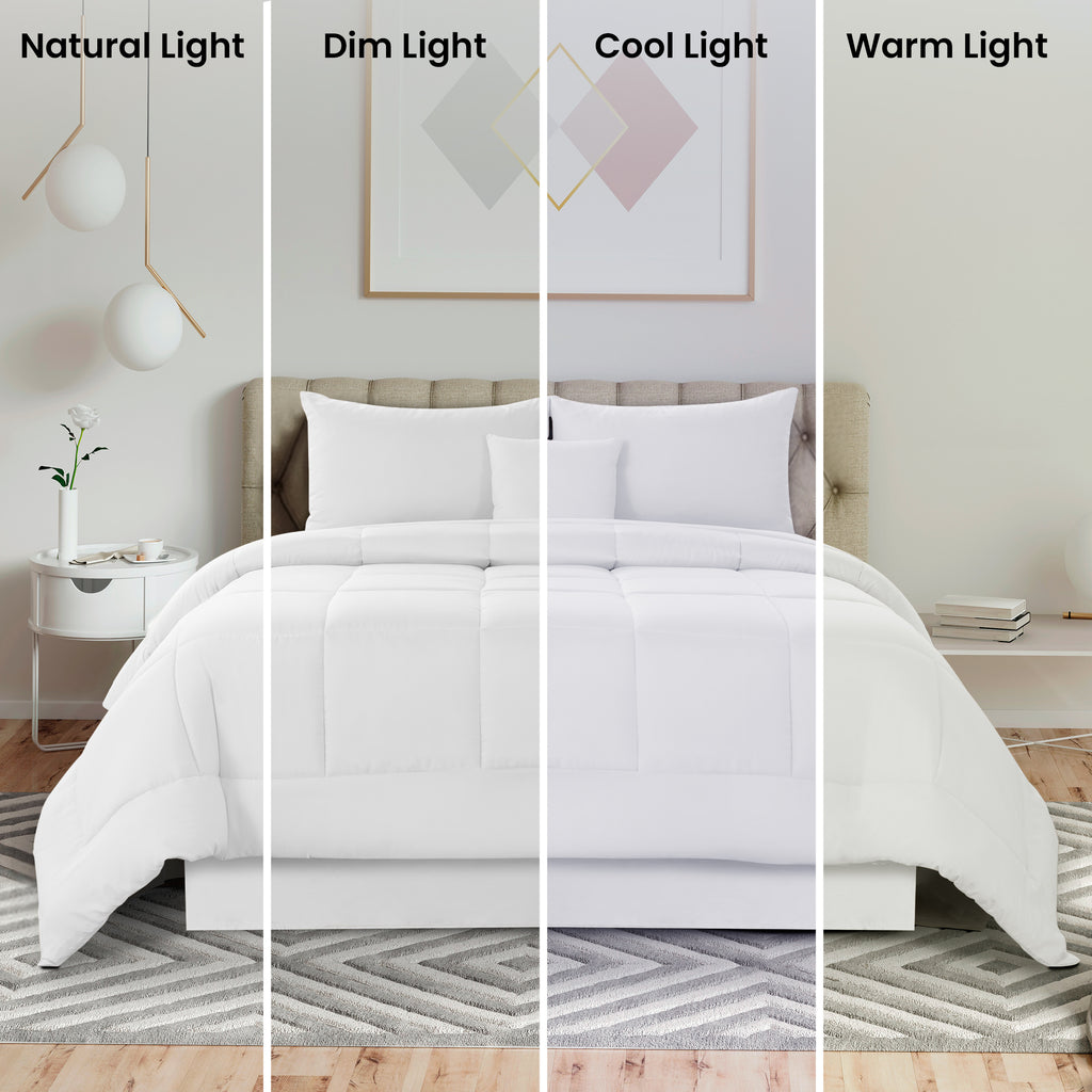 5-Piece Comforter Set – Reversible Quilted Down Alternative Bedding Set with Pillow Shams, Bed Skirt & Cushion | All Season | Twin, Queen, King