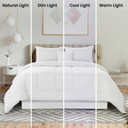5-Piece Comforter Set – Reversible Quilted Down Alternative Bedding Set with Pillow Shams, Bed Skirt & Cushion | All Season | Twin, Queen, King