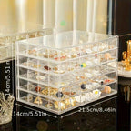 Acrylic Jewelry Storage Box 72/120 Slots Layered Organizer – Large Capacity Display Case for Earrings, Necklaces, Bracelets, Rings & Watches – Clear Stackable Jewelry Organizer Box for Women