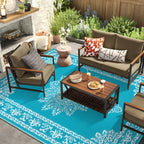 Outdoor Patio Rug Plastic Straw Reversible UV Resistant Portable RV Mat Indoor Outdoor Carpet Porch Deck Balcony Backyard Orange Teal Grey Brown 5x8 6x9 8x10 9x12 ft