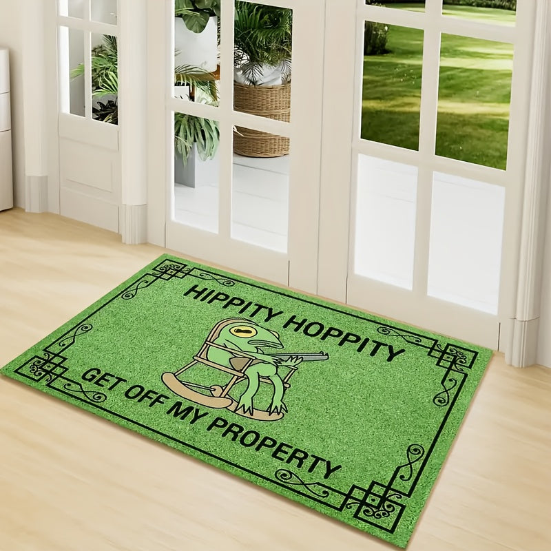 Welcome Mat Green Frog Pattern Indoor Outdoor Doormat – Anti-Slip Backing Edge Locking Entryway Rug for Living Room & Home Decor | Multiple Sizes