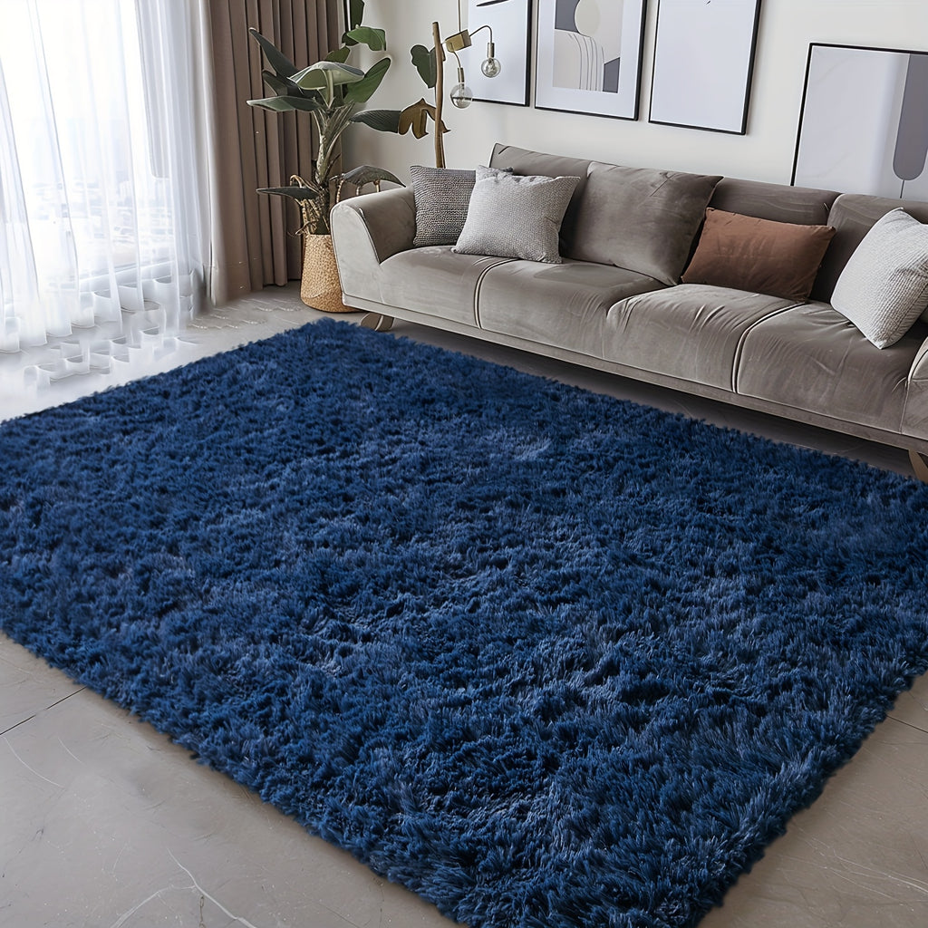 Velvet Shag Area Rug with Non-Slip Backing – Super Soft Plush Indoor Carpet for Living Room, Bedroom & Kitchen, Tie-Dye & Solid Colors, 5 Sizes