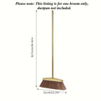 Premium Golden Stainless Steel Broom with Microfiber Bristles & 15° Angled V-Edge Dustpan – Floor-Safe, Hair-Trapping, Rubberized Bumper for Indoor & Outdoor Sweeping | Broom Only or Set